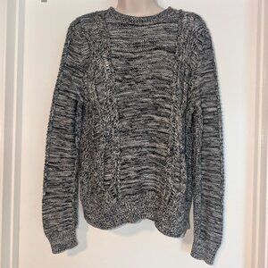 360 Cashmere sweater red zipper grey blend open knit size med